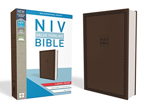 Niv Value Thinline Bible Large Print Leathersoft Brown Comfort Print