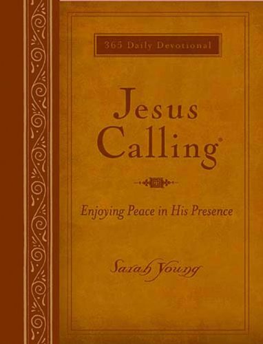 Jesus Calling Large Text Brown Leathersoft with Full Scriptures Enjoying Peace I