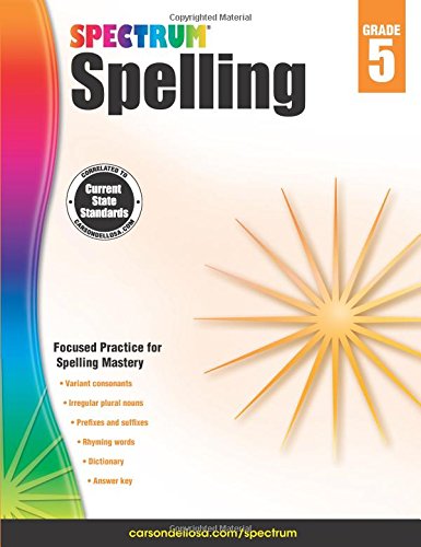Spectrum Grade 5 Spelling Workbook Rhyming Words Dictionary Skills Prefixes Suff