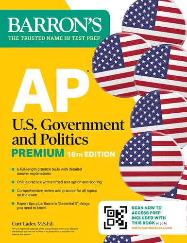 Ap Us Government and Politics Premium Sixteenth Edition Prep Book with 6 Practic