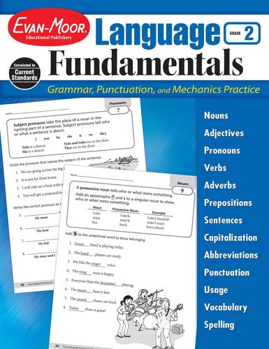 Evan Moor Language Fundamentals Grade 2 Homeschool and Classroom Resource Workbo
