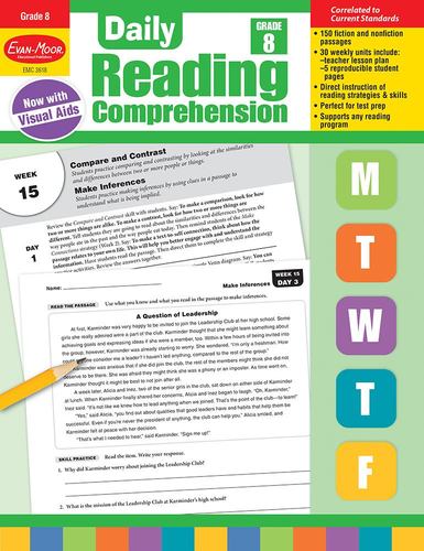 Evan Moor Daily Reading Comprehension Grade 8 Homeschooling Classroom Resource W
