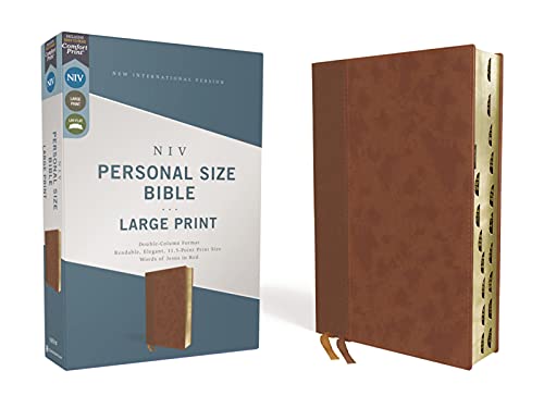 Niv Personal Size Bible Large Print Leathersoft Brown Red Letter Thumb Indexed C